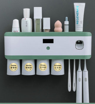 UV Toothbrush Sanitizer & Holder — Punch-Free Wall Mount, Family Rack, USB Rechargeable