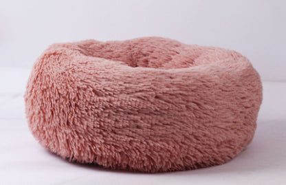 Fluffy Donut Dog & Cat Bed — Self-Warming Comfort, Non-Skid Bottom