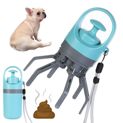 Portable Poop Scooper — Built-In Bag Dispenser, One-Hand Clean-Up, Eight-Claw Grabber
