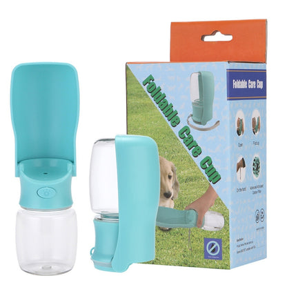 Portable Dog Water Bottle — Foldable Dispenser Bowl, Leak-Proof, One-Hand Use for Walks & Travel
