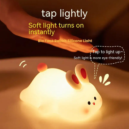 Rabbit Night Light — Soft Silicone, Touch Control, 3 Brightness Levels, USB-C Rechargeabl