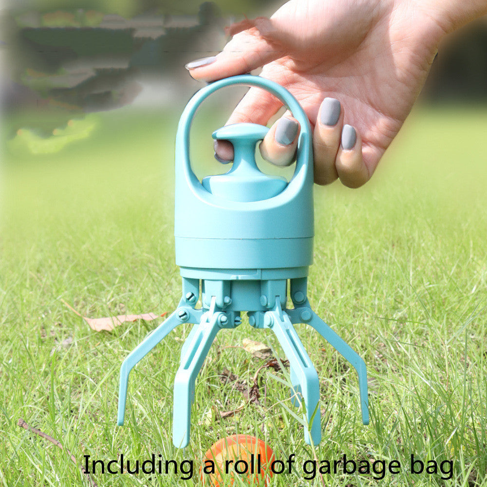Portable Poop Scooper — Built-In Bag Dispenser, One-Hand Clean-Up, Eight-Claw Grabber