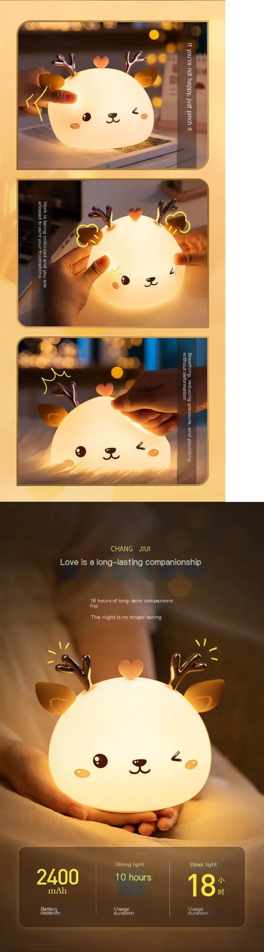 Dream Shadow Unicorn Night Light — Cute LED Bedside Lamp, USB Rechargeable