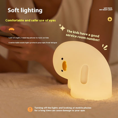 Cute Duck Night Light — Soft Silicone, Touch Control, USB-Rechargeable, Kid-Safe Bedside Lamp