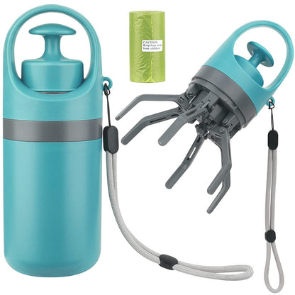 Portable Poop Scooper — Built-In Bag Dispenser, One-Hand Clean-Up, Eight-Claw Grabber