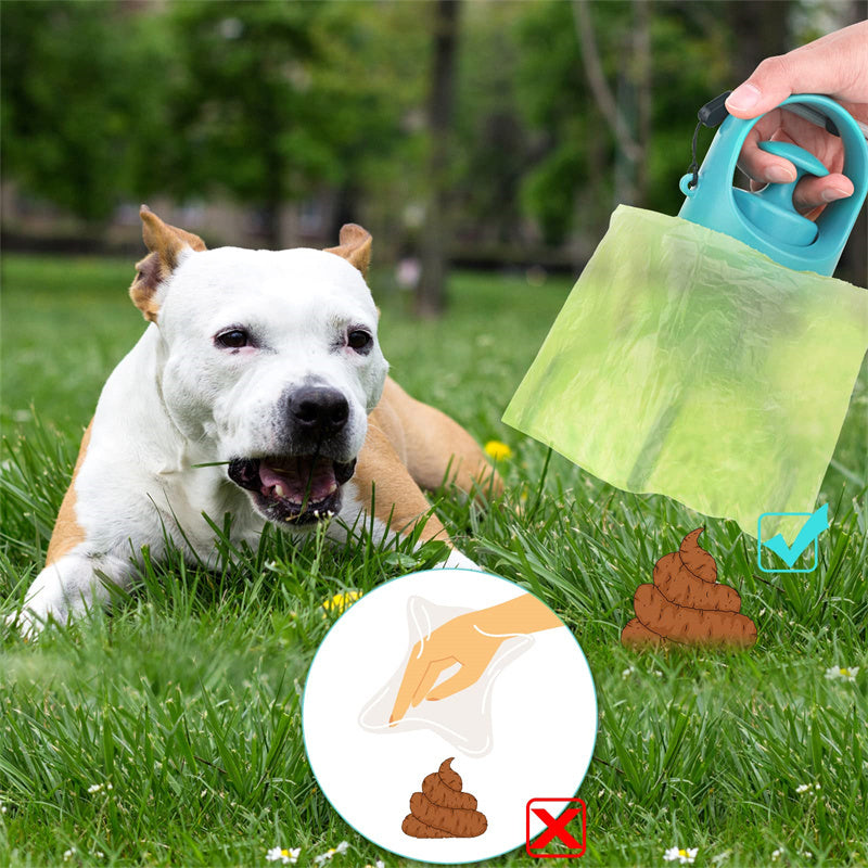 Portable Poop Scooper — Built-In Bag Dispenser, One-Hand Clean-Up, Eight-Claw Grabber