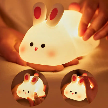 Rabbit Night Light — Soft Silicone, Touch Control, 3 Brightness Levels, USB-C Rechargeabl