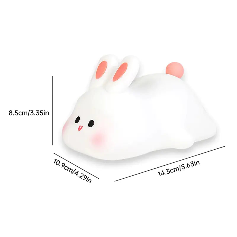Rabbit Night Light — Soft Silicone, Touch Control, 3 Brightness Levels, USB-C Rechargeabl